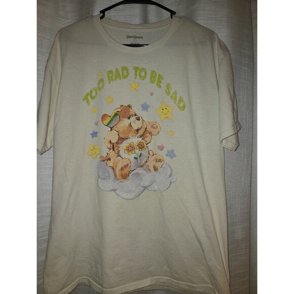 Care Bears Too Rad to be Sad Graphic Tee Beige Size L - Picture 1 of 4